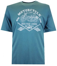 T-Shirt mit Spionage-Motorrad-Aufdruck, meergrün